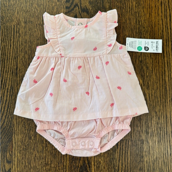 Carter's Just One You Baby Girls' Striped Bunny Dress - Pink Newborn - Picture 1 of 4